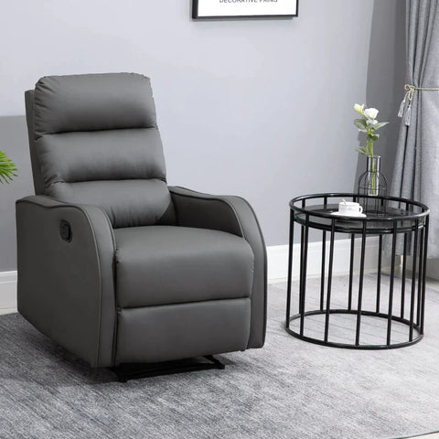 Rootz Relax Chair - Footrest - Recliner Chair - Fold-out Footrest -  Living Room Or Office - Faux Leather - Dark Gray - 89L x 65W x 100H cm