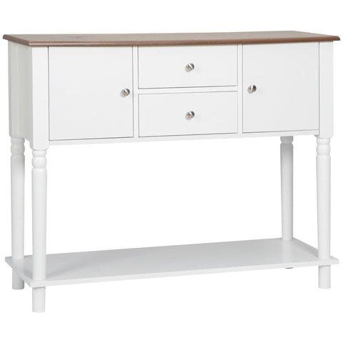 Rootz Sideboard - Buffet Cabinet - 2 Cupboard Compartments - 2 Drawers - Table Top - With Wood Grain - White - 100 x 35 x 81.5cm