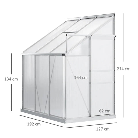 Rootz Greenhouse - Aluminium Zijkas - Tuinhuisje Met Raamdeur - Plantenhuis - Tomatenhuis - UV- en weerbestendig - 192 x 127 x 214 cm