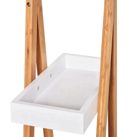 Rootz Bathroom Shelf - Bath Shelf - 3 Tier Stair Shelf - Ladder Shelf - Shelf - Bamboo - White - 30 x 18 x 81 cm