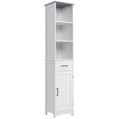 Rootz Bathroom Cabinet - Freestanding Bathroom Furniture - With Drawers - Cabinet Storage - Cabinet - White/Grey - 34 x 30 x 163 cm