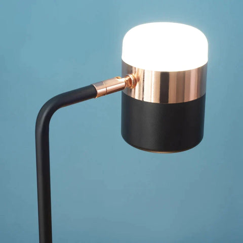 Rootz Tischlampe – Nachttischlampe – Wohnzimmer – Schlafzimmer – Arbeitszimmerlampe – Schwarz + Gold – 21 cm x 18 cm x 46 cm