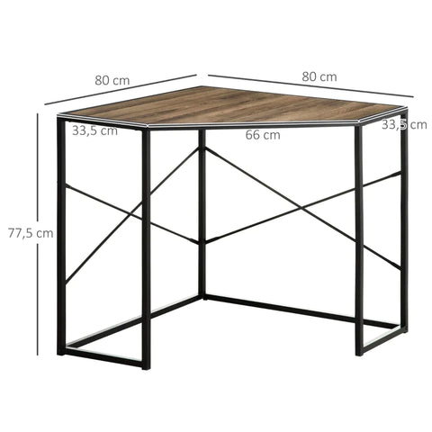 Rootz Corner Desk - Desk - Computer Desk - Office Desk - Work Desk - Industrial Design - Chipboard/Iron - Black/Brown - 80 cm × 80 cm × 77.5 cm