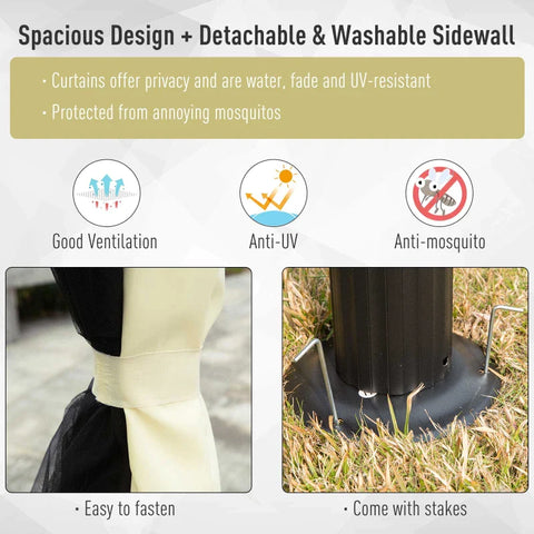 Rootz Gartenpavillon – Outdoor-Pavillon – Gartenpavillon – Pavillon – Cremeweiß – 3,9 x 2,9 x 2,7 m