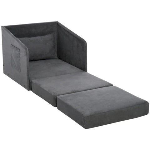 Rootz Sofa Bed - Armchair Bed - Washable Cover - Single Floor Chair - Soft Armchair - Soft - Grey - 70 x 76 x 77 cm