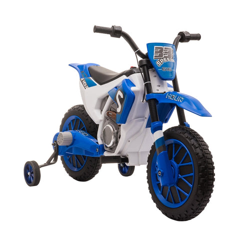 Rootz Kindermotor - Elektrische Motor - 45 Minuten Rijtijd - Met Steunwielen - Vanaf 3 Jaar - Blauw + Wit - 106,5 x 51,5 x 68 cm