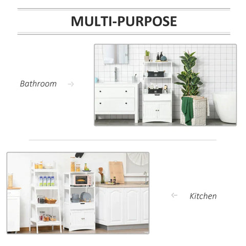 Rootz Bathroom Cabinet - Bathroom Floor Cabinet - Storage Cabinet - Bathroom Midi Cabinet - Drawer Base Cabinet - With 2 Open Shelves - White - 60 x 33 x 122.5 cm