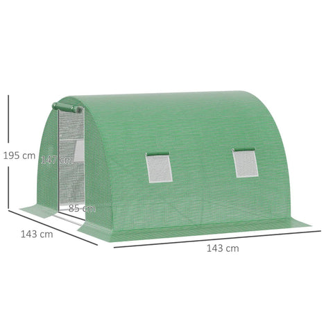Rootz Greenhouse - Polykas - Inloop Poly Tunnel - Met 4 Ramen - Vorstbeveiliging - Donkergroen - 3L x 3B x 2H m