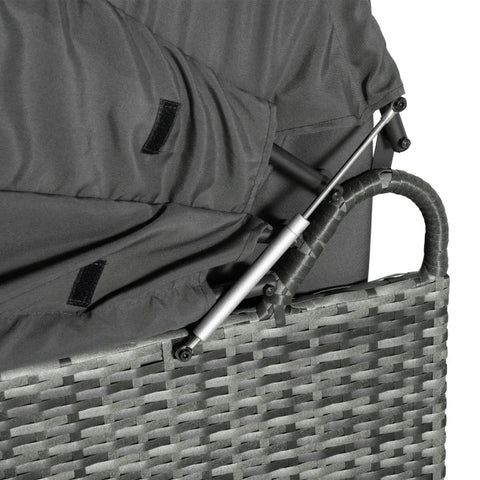 Rootz Poly Rattan Lounge Set - Lounge Group With Sunroof - Folding Roof - Seating Group Sun Island - Side Table - Garden Furniture - Outdoor - Grey