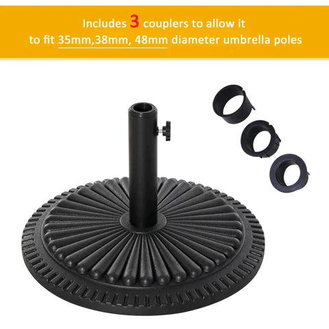 Rootz Parasol Stand - 14 Kg Parasol Stand For Parasol - Round Parasol Poles - Parasol Base For Garden - Balcony - Cement - Black - Ø49 x 32H cm