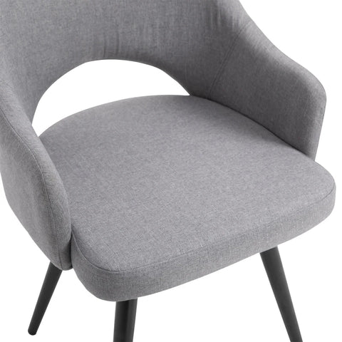 Rootz Dining Room Chair - Living Room Chair - Office Chair - Upholstered Chair - Armchair With Armrest - Linen Steel - Gray - 56 x 58.5 x 84.5 cm
