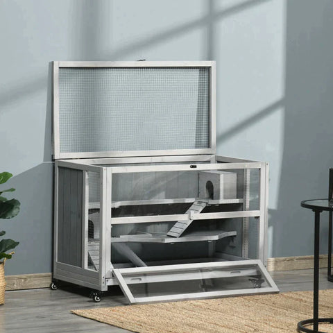 Rootz Knaagdierkooi - Knaagdierenhok - Hamsterkooi - 3-Tier Houten Kooi - 99 cm x 50 cm x 69 cm