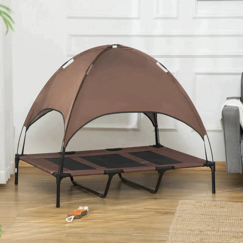 Rootz Dog Bed - Pet Bed - Raised Dog Bed - Outdoor Dog Lounger - Breathable - Taffeta Coffee - 122 x 92 x 108cm