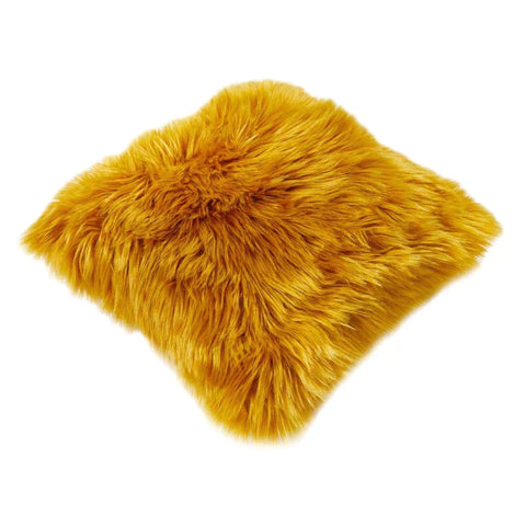 Rootz Kussen Nepbont - Nepbont Kussen - Bont Kussen - Bont Kussen - Zacht Bont - Met Vulling - Acryl/Polyester - Geel - 40 x 40 x 10 cm