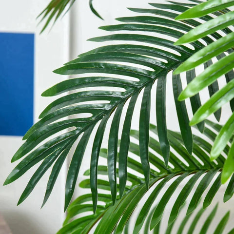 Rootz Artificial Palm Tree - Decorative Plant with 19 Leaves - Nursery Pot - Fake Plastic - Indoor - Outdoor - Greenery - Home - Office - 120 cm