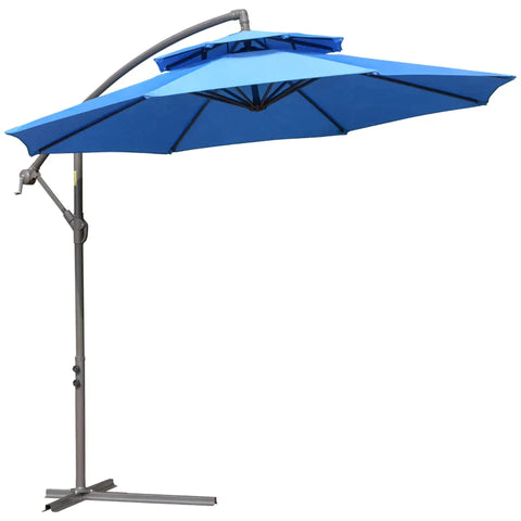 Rootz Cantilever Umbrella - Parasol Cantilever - Parasol - Umbrella - Sun Protection - With Double Roof - Polyester/steel - Blue