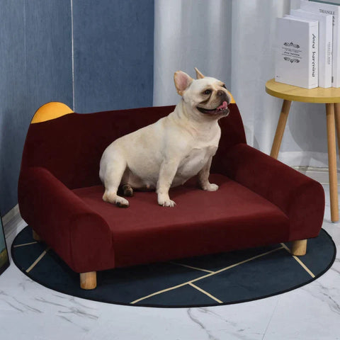 Rootz Pet Sofa - Dog Sofa - Cover Pet - Wooden Legs - Dog Bed - Cat Sofa - 81 x 53 x 45.5 cm