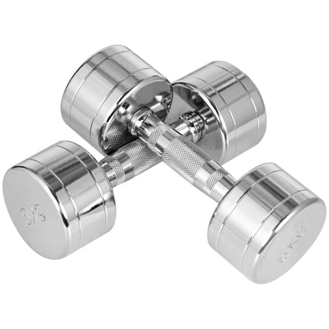 Rootz Dumbbells - Set Of Two Dumbbells - Practical Dumbbell Set - Smooth Surface - Knurled Handle - Compact Shape - 2 x 5 kg - Iron - Silver - 22.5 x 8 x 8 cm