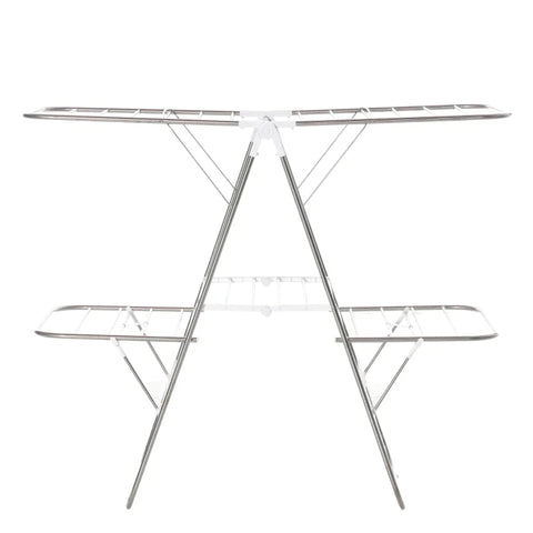 Rootz Drying Rack - Foldable Drying Rack - 3 Tier Rack - Drying Room - Silver White - 138 cm x 60.5 cm x 112 cm