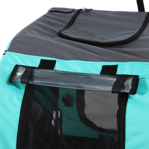 Rootz Pet Trailer - Pet Bicycle Trailer - Bicycle Trailer - Pet Bike Carrier - Folding Rain Cover - Grey/Green - 130 x 73 x 90cm