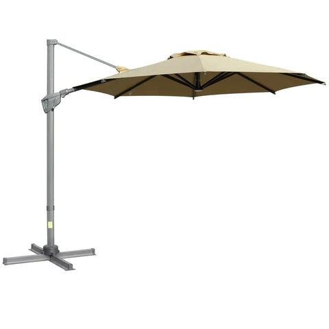 Rootz Cantilever Umbrella - Parasol Cantilever - Parasol - Umbrella - Sun Protection - 360° Rotation - Khaki - 298L x 298W x 269H cm