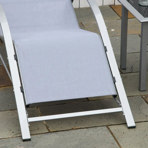 Rootz Sonnenliege – Gartenliege – Garten-Sonnenliege – Un-Liege-Set – 3-tlg. Gartenmöbel – Mit Beistelltisch – Grau – 59 B x 169 T x 66 H cm