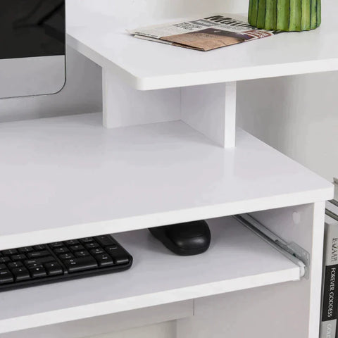 Rootz Computer Desk - Office Table - Gaming Table - PC Table with Keyboard Tray - Home - Office - Wit - 100 x 40 x 86,6 cm
