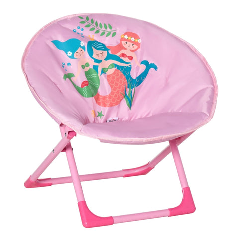 Rootz Moonchair - Children's Camping Chair - Baby Moon Chair - Kid's Folding Chair - Indoor And Outdoor - Easy To Carry For Toddler Girls Boys - Steel - Pink - Ø50 x 49H cm