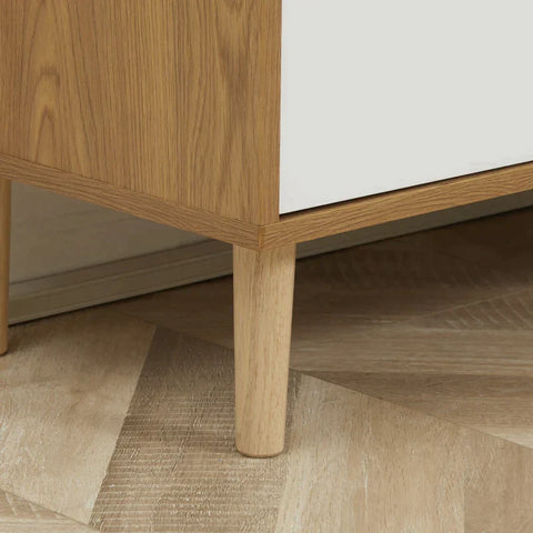 Rootz Dresser - Drawer Cabinet - Side Cabinet - Sideboard - Storage Cabinet With Drawers - Anti-tipping - MDF Natural Wood + White - 80 x 39.5 x 92 cm