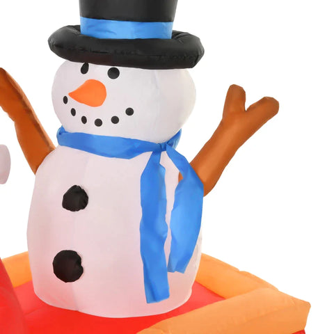 Rootz Opblaasbare Kerstman op Slee - met Sneeuwpop - Kerstdecoratie - LED - Weerbestendig - Polyester - Rood + Geel - 200 x 80 x 128 cm