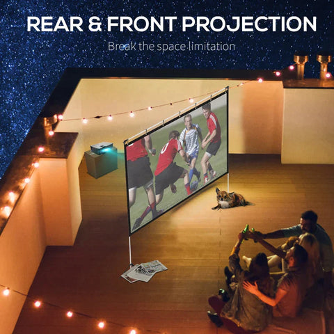 Rootz Projection Screen - 100 Inch Projector Screen And Stand - Foldable Portable - Front & Rear Projection Screen - 4K HD 16:9 Screen - 231 x 134 x 202cm