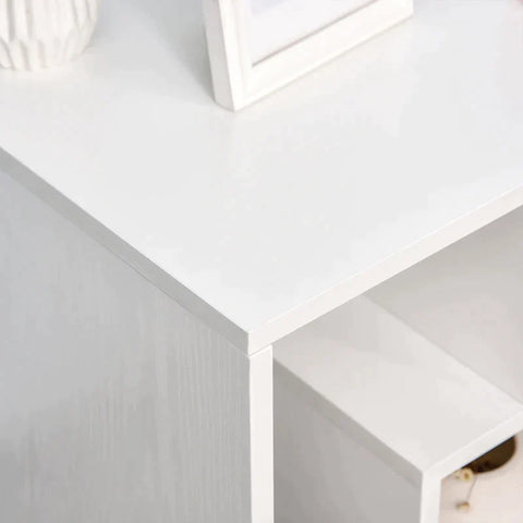 Rootz Side Table - 3-Tier Side End Table - Open Shelves Storage - Coffee Book Magazine Desk - Home - Living Room - White - 45 cm x 40 cm x 55 cm