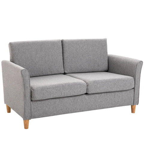 Rootz Two-seater Sofa - Removable Cushions - Linen - Foam - Rubberwood  - Light Gray - 141x65x78cm