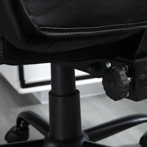 Rootz Massage Office Chair - 6 Vibration Points - Faux Leather - Provide Deep Relaxation - Adjustable Backrest - Height Adjustable - Multi-layer Board - Black - 68L x 53W x 111-121H cm