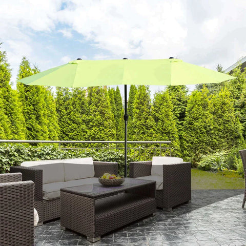 Rootz Parasol - Garden Parasol - Market Parasol - Double Parasol - Patio Parasol With Hand Crank - Green Oval - 460 x 270 x 240 cm