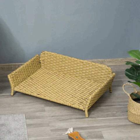 Rootz Rotan Dierensofa - Rotan Hondensofa - Hondenmand - Hondenbed - Met Kussen - Kattenbed - Kattensofa - Geweven Dierensofa - Weerbestendig - Geel - 84 x 53 x 25 cm