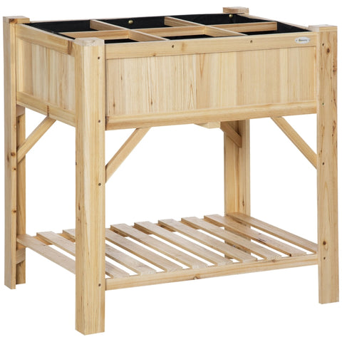 Rootz Planting Bed - Wooden Raised Bed - With 6 Separate Cultivation Areas - Plant Table - Flower Box - 78.5 x 58 x 81 cm