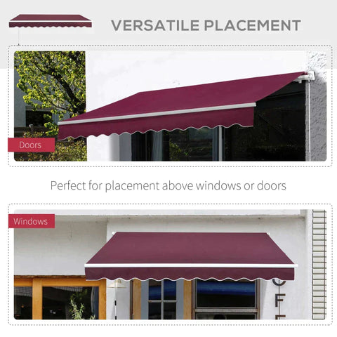 Rootz Awning - Manual Retractable Awning - Folding Awning - Aluminum - Red - 2.95 mx 2.5 m