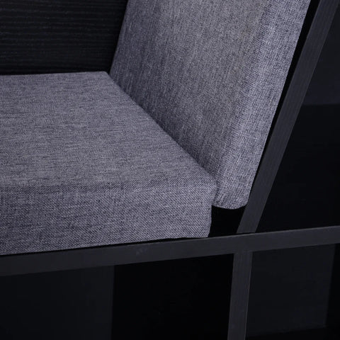 Rootz Bookshelf - Bookshelf With Stool Bench - Bookcase Storage Shelf With Cushioned Reading Seat - Bedroom - Living Room - Black/Grey - 102 × 30 × 61 cm