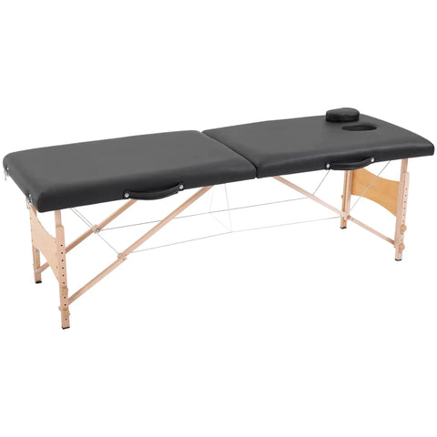 Rootz Massage Table - Mobile Massage Table - Height-adjustable Cosmetic Bench - Portable Spa Table - Professional Massage Table - Soft And Comfort - Poplar Wood - Black - 186 X 60 X 58-81 Cm
