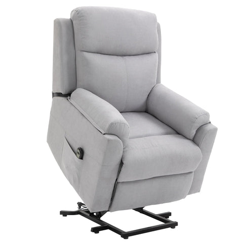 Rootz Electric Stand-up Chair - Armchair - Relax Armchair - Tv Armchair With Sleeping Function - Lying Function - Remote Control - Linen Touch - Grey - 83 x 89 x 102 cm
