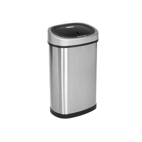 Rootz Trash Can - Soft Close Function - Ideal Waste Container - Bathroom Trash - Perfect Design - High-quality - Inner Bucket - Hand Sensor 50 L - Stainless Steel - Silver-Black - 29.3 × 72.2 × 42cm