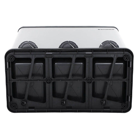 Rootz Trash Can - Waste Separator - 3 Separate Compartment Trash Can - Kitchen Trash Can - Trash Bin - Trash Container - Silver + Black - 60.5 x 56.5 x 34 cm (W x H x D)