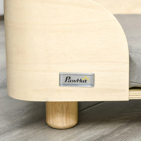 Rootz Pet Bed - Hondensofa - Raised Pet Sofa - Kattensofa - Hondenbed - Hondenslaapplaats - Inclusief Kussen - Naturel/Lichtgrijs - 75,5cm x 45,7cm x 21cm