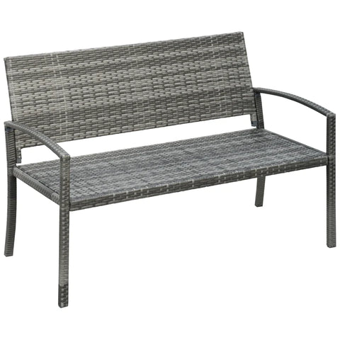 Rootz Garden Bench - Rattan Look - With Steel Frame - For 2 People - Brown - 122 x 60 x 87cm