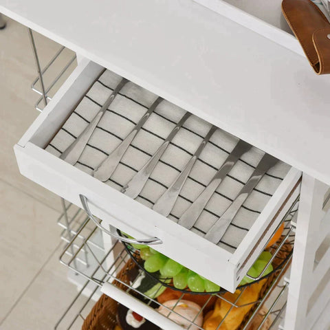 Rootz Kitchen Cabinet - Kitchen Trolley - Serving Trolley - 5 Levels - With Drawer - Kitchen Trolley Shelf - White - 47 x 37 x 83 cm