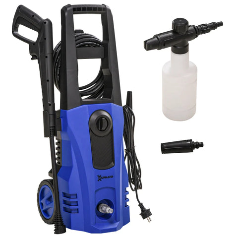 Rootz High-pressure Cleaner - 5 Pieces. Accessories - Adjustable Spray Nozzle - 150 Bar Pressure - 1800 W - Max. 510 l/h - 2 Wheels - Blue + Black - 35 x 27 x 78 cm
