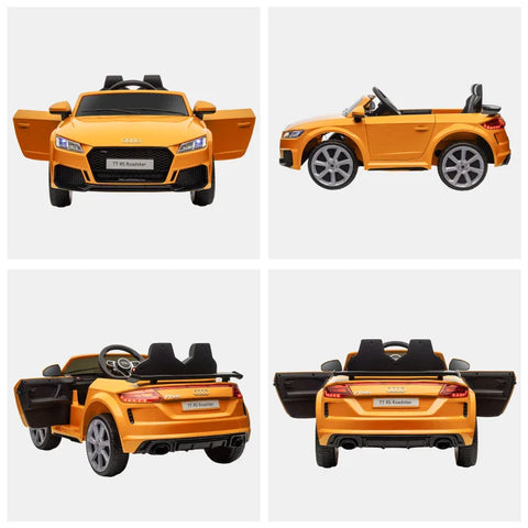 Rootz Elektrische kinderauto - Max 3 km/u - Stuur - Afstandsbediening - Veiligheidsgordel - Mp3-poort - 3-5 jaar - Kunststof+ijzer - Geel - 102L x 60W x 44H cm