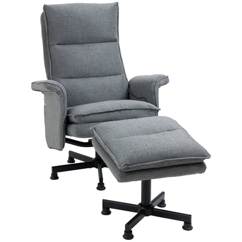 Rootz Massage Office Chair - Footstool - Practical Side Pocket - 8 Vibration Heads - Linen Polyester - 1 Remote Control - 1 Side Pocket - Gray - 78L x 93W x 99H cm