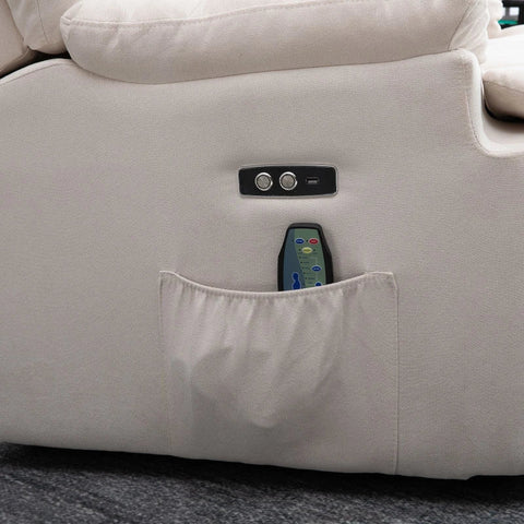 Rootz Armchair - Tv Armchair - Massage Chair With Stand-up Aid - Relaxation Chair With Heating Function - Adjustable Angle - USB Remote Control - Cream - 83 x 95 x 105 cm